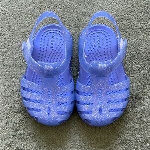 Crocs Kids Blue Glitter Jelly Sandals (size 4)